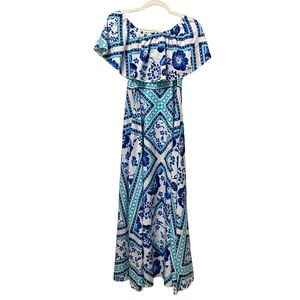 NWOT Blue & White Floral Off The Shoulder Dress